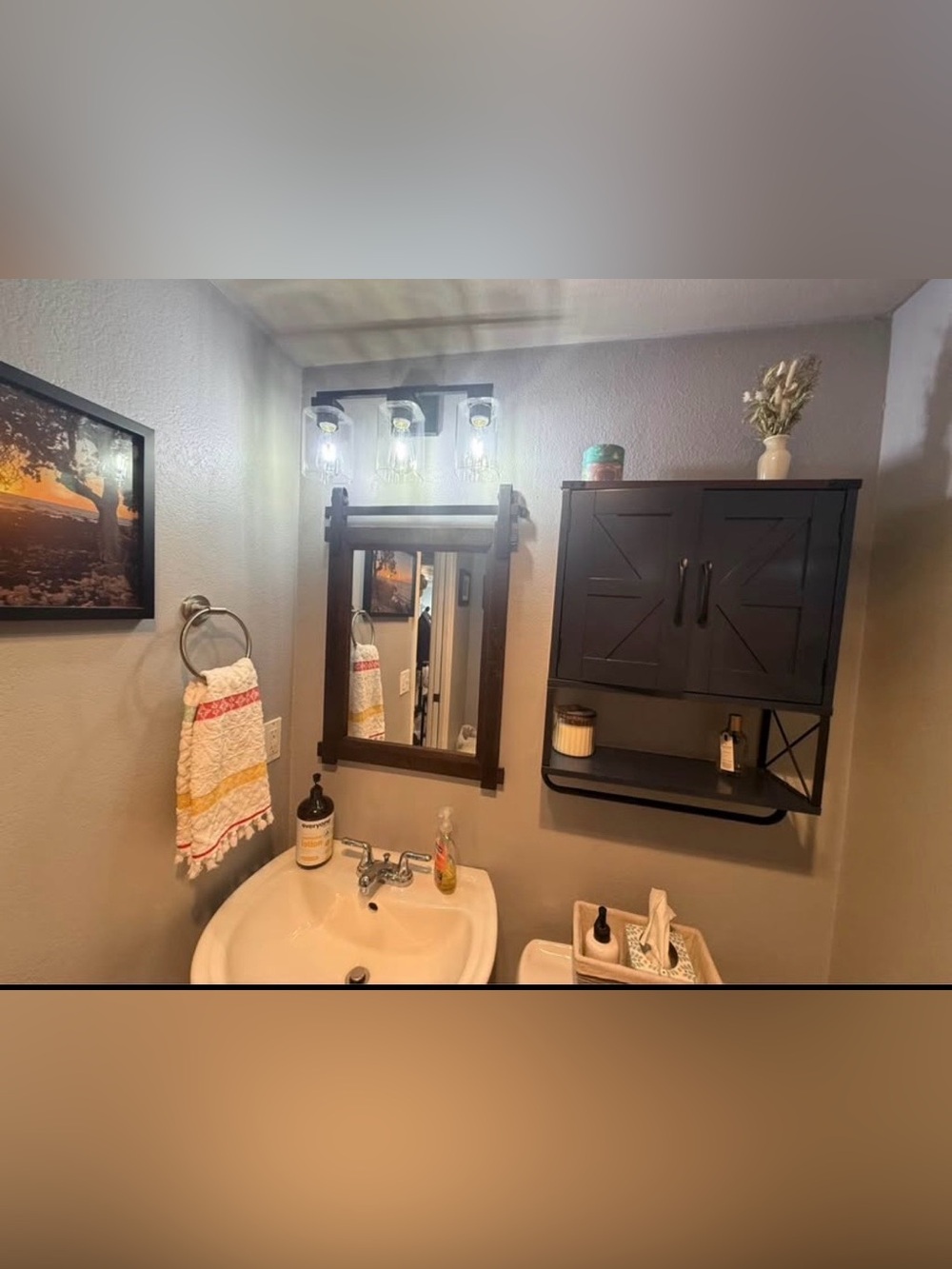 Rustic Farmhouse Barn Door Mirror 22x30 Cedar Wood Frame Bathroom Vanity - Picture 3 of 10